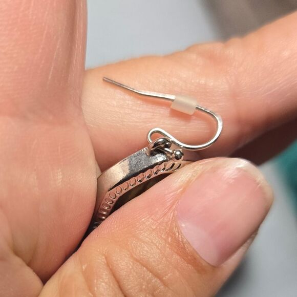 Earrings Iridescent Elongated Silvertone Alloy Fishhook Fashion Jewelry Women - Picture 8 of 8